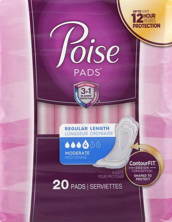Poise Moderate Regular Length Pads (20 ct)