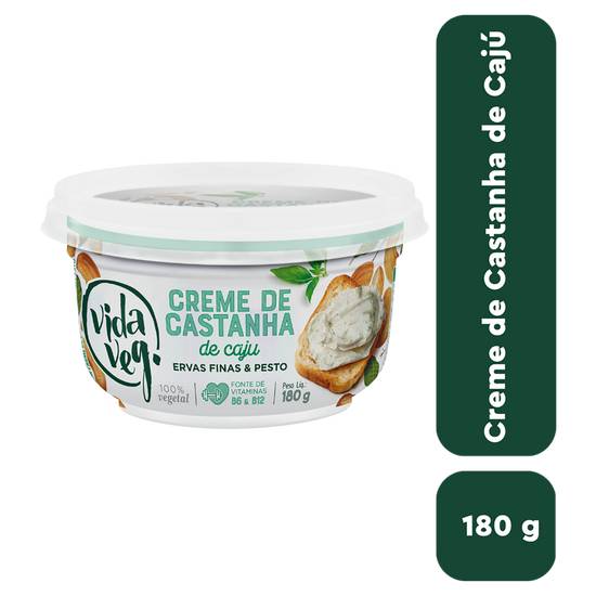 Vida veg creme de castanha de caju ervas finas e pesto