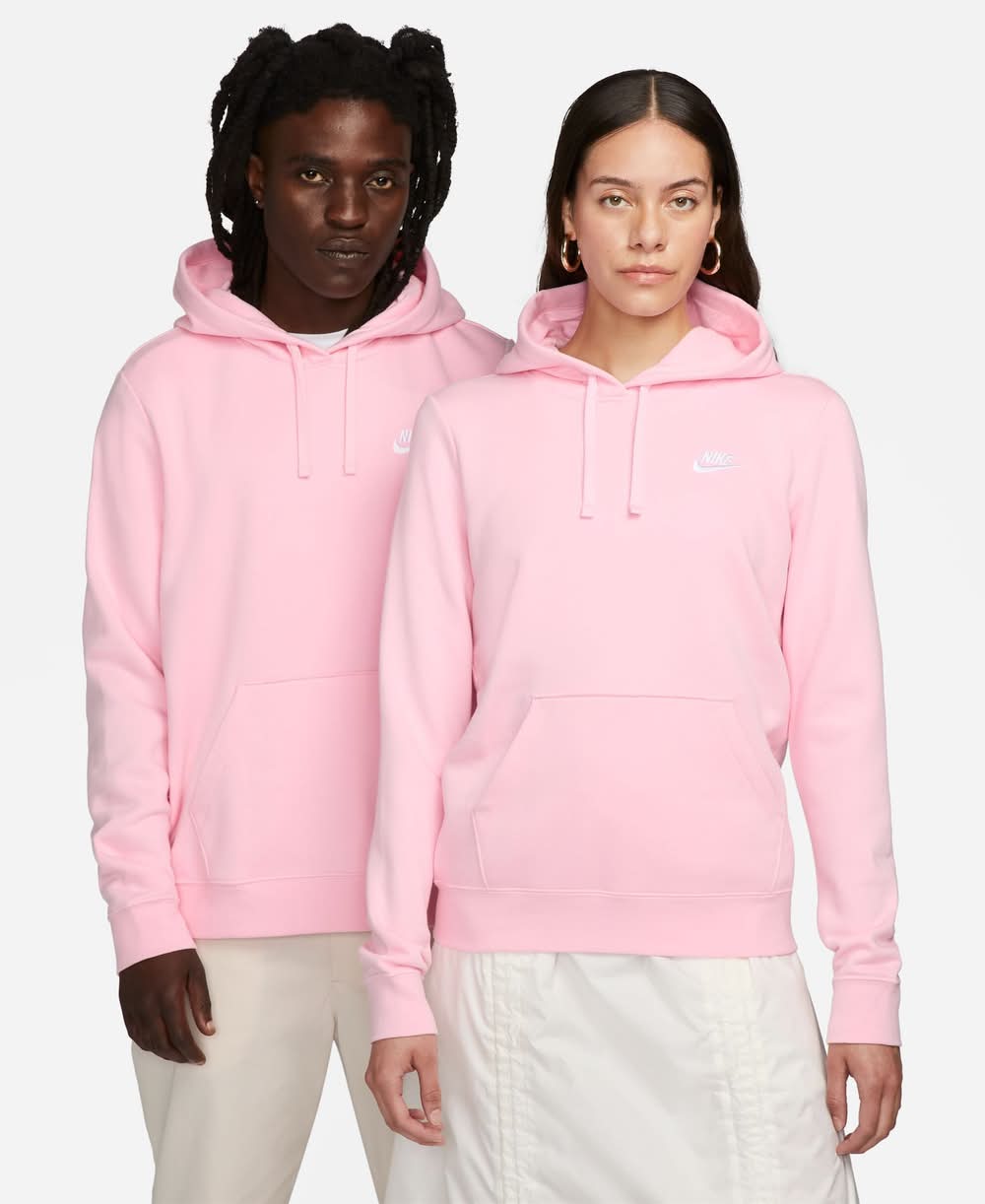 nike sportswear club fleece pullover hoodie pink