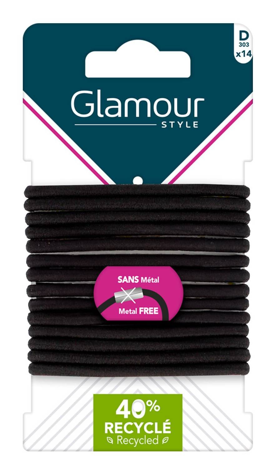 Glamour Style - Élastiques semi-épais sans métal, noir (14)