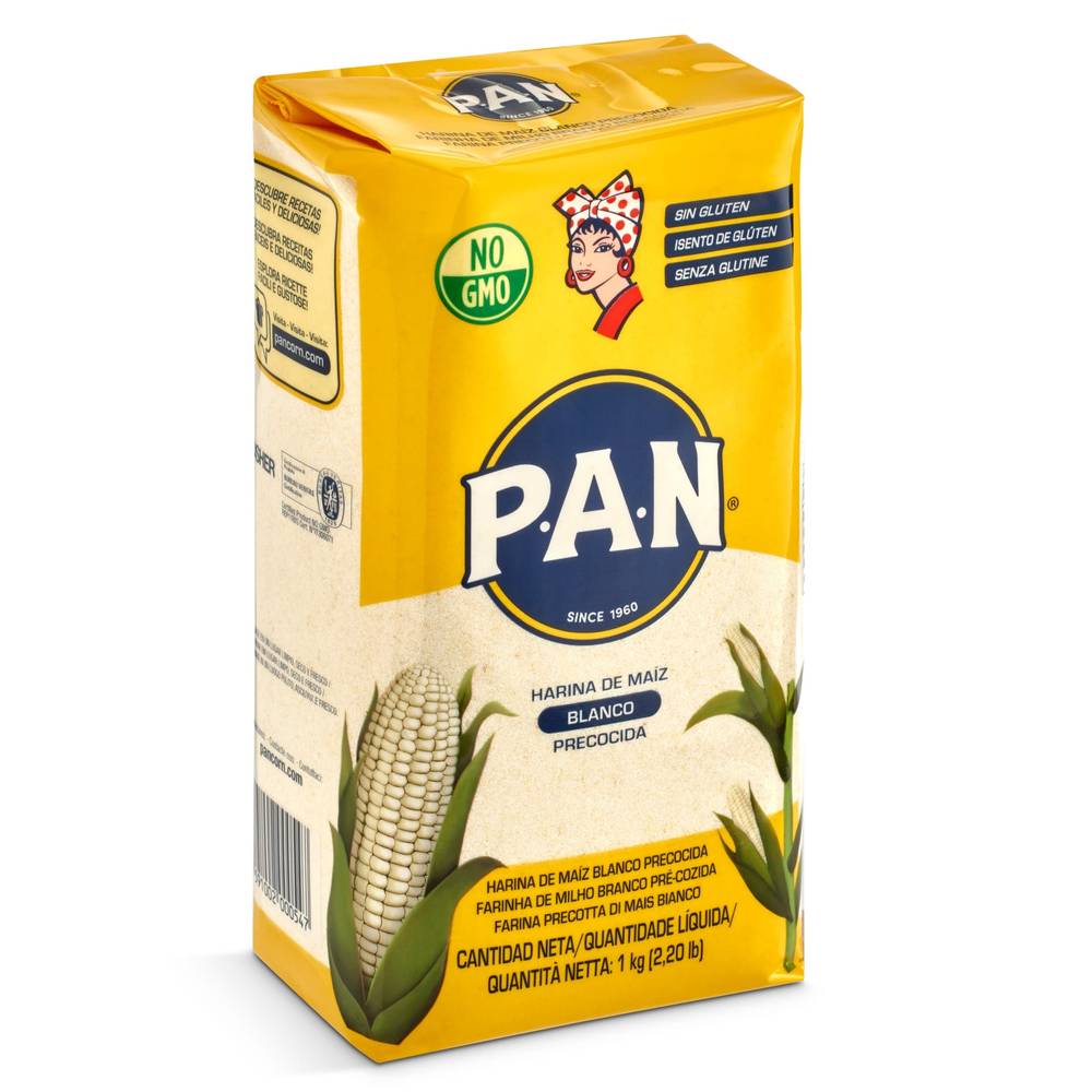 Harina 100% De Maíz Blanco Pan Bolsa 1 Kg