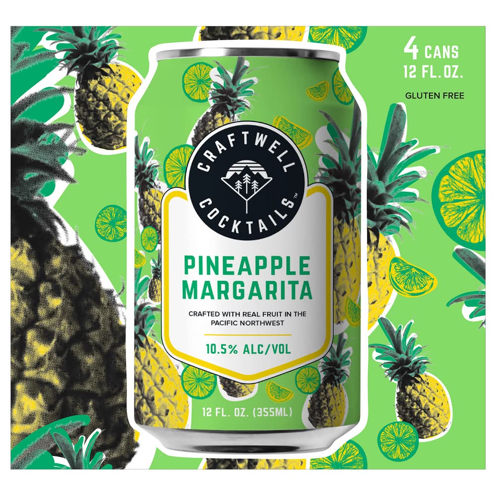 Craftwell Cocktails Pineapple Margarita (4 x 12 fl oz)