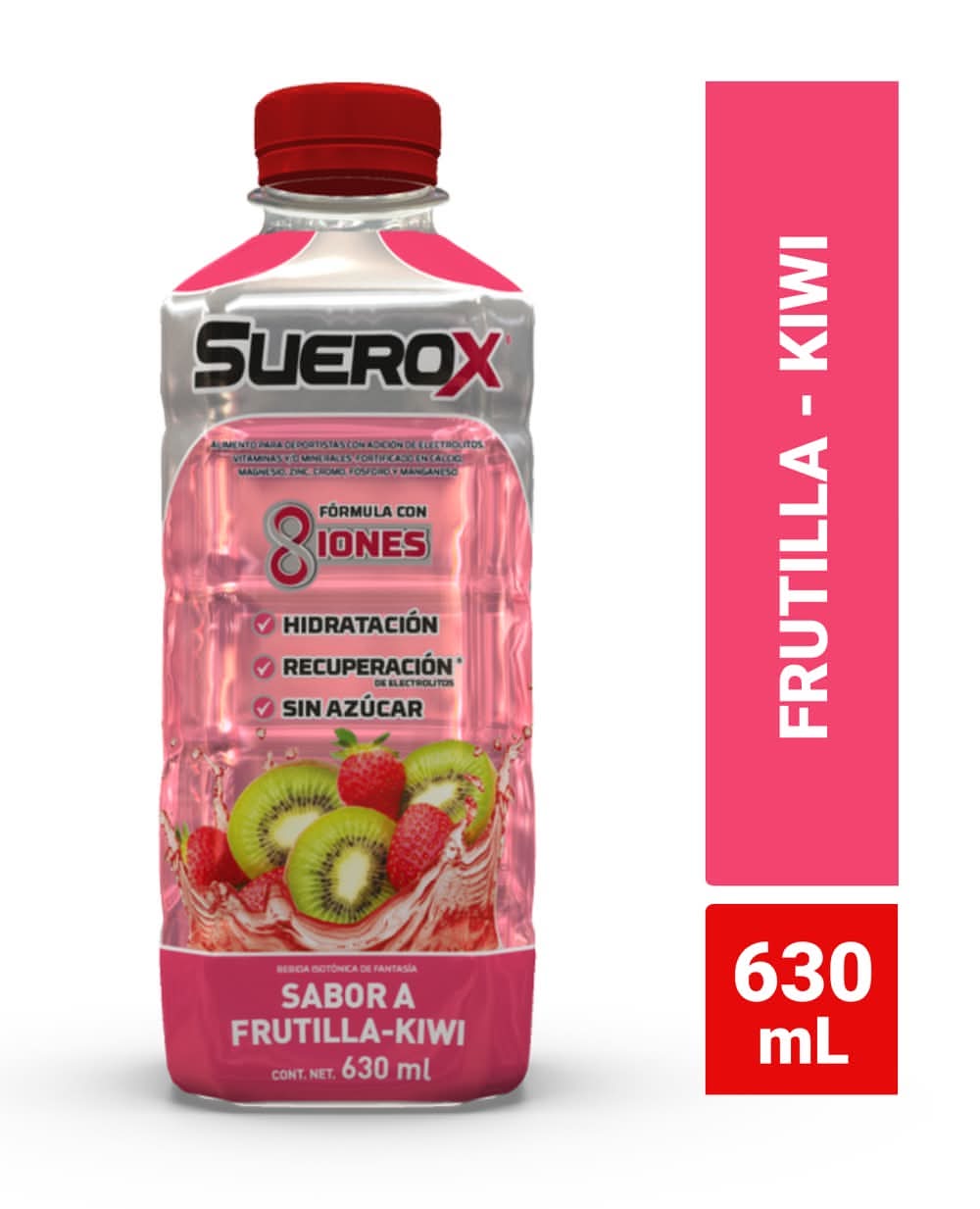Suerox · Bebida isotónica sin azúcar con fórmula de 8 iones - Frutilla-Kiwi (630 ml)