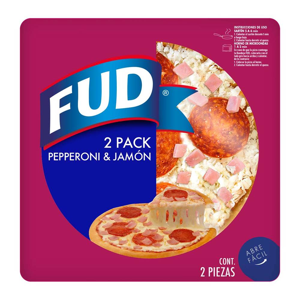 Fud pizzas de pepperoni y jamón (2 piezas)