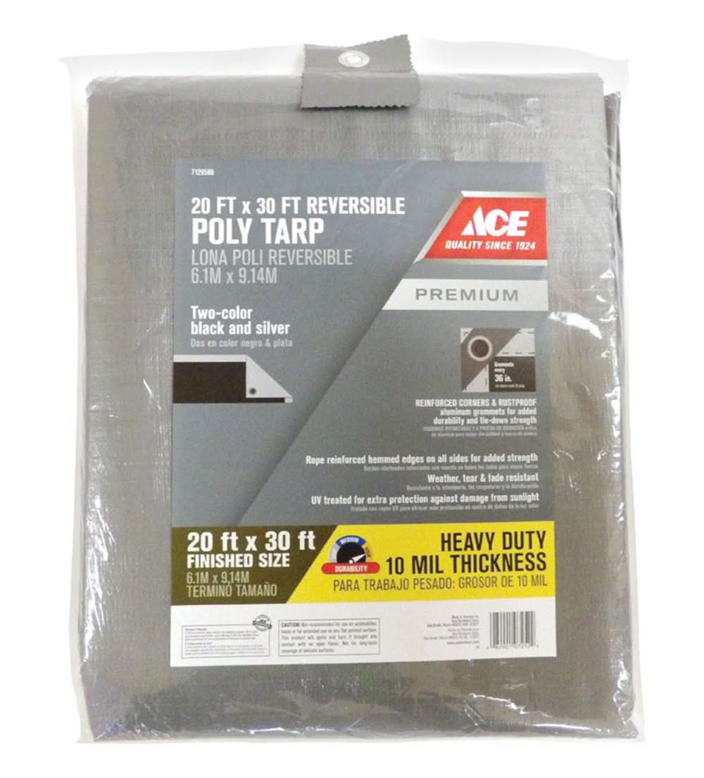 ACE 20 Ft. W X 30 Ft. L Heavy Duty Polyethylene Tarp Black/Silver