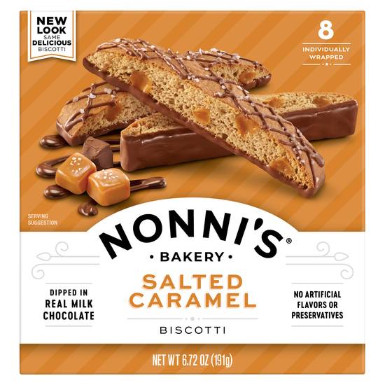 Nonnis Biscotti Salted Caramel Real Milk Choclate (8 ct)