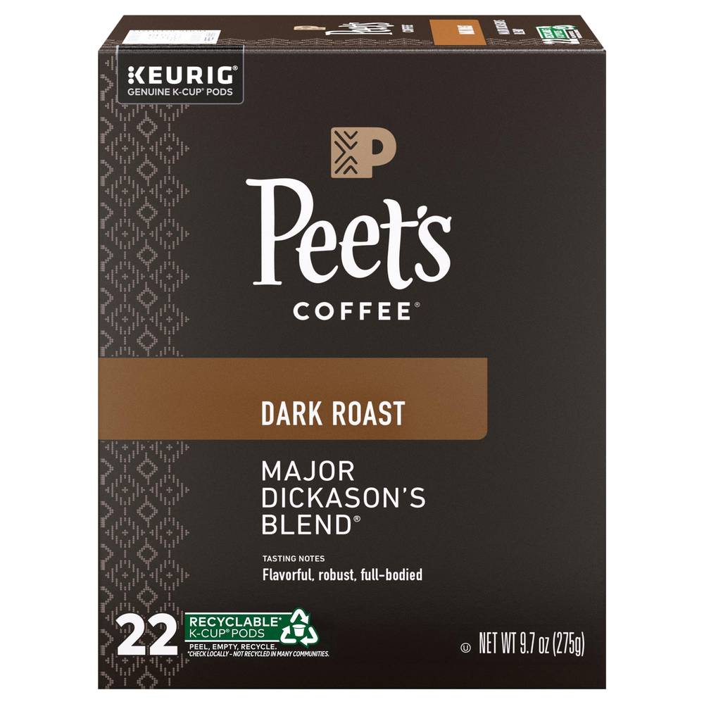 Peet's Coffee Major Dickason's Blend Dark Roast Coffee K-Cup Pods (22 ct, 0.44 oz)