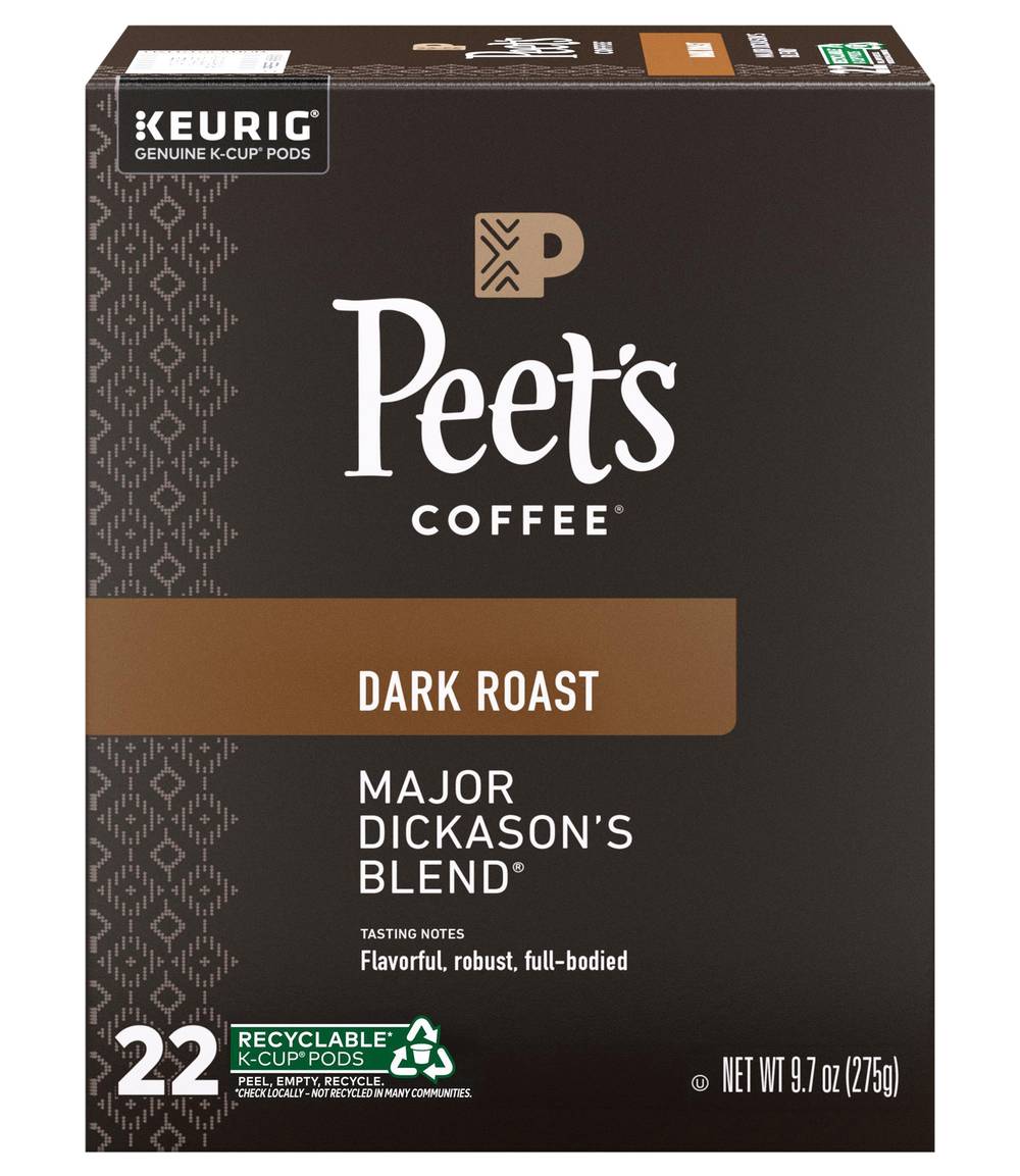 Peet's Coffee Major Dickason's Blend Dark Roast Coffee K-Cup Pods (9.68 oz)