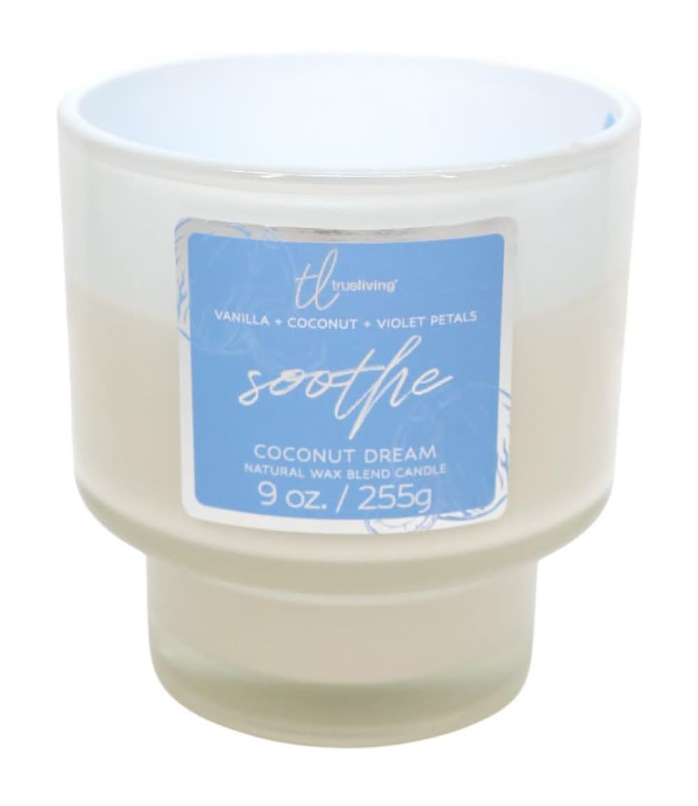True Living Soothe Scented Candle Coconut Dream 9 Oz
