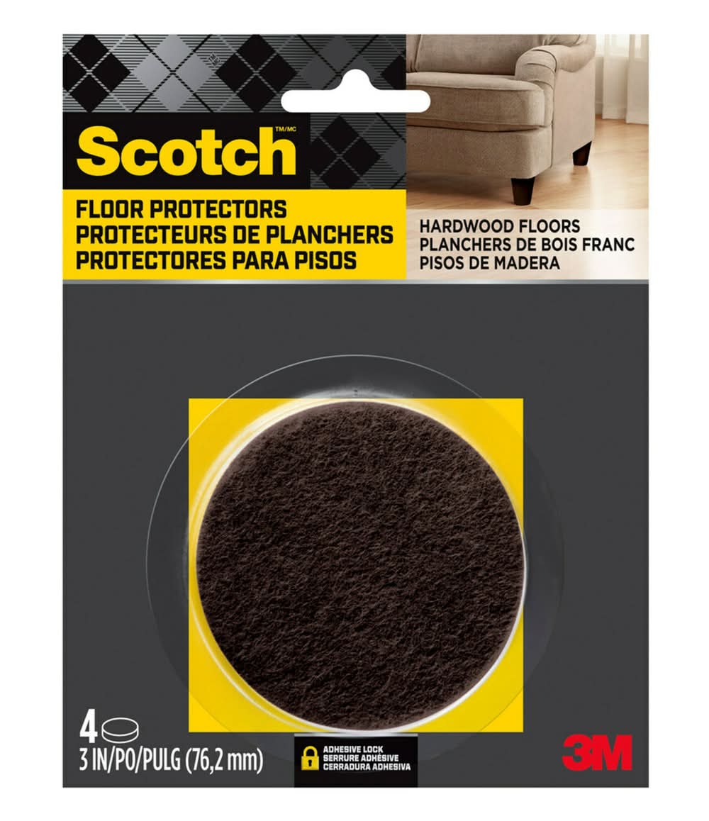 Scotch 4 -Pack 3-in Brown Round Felt furniture pads