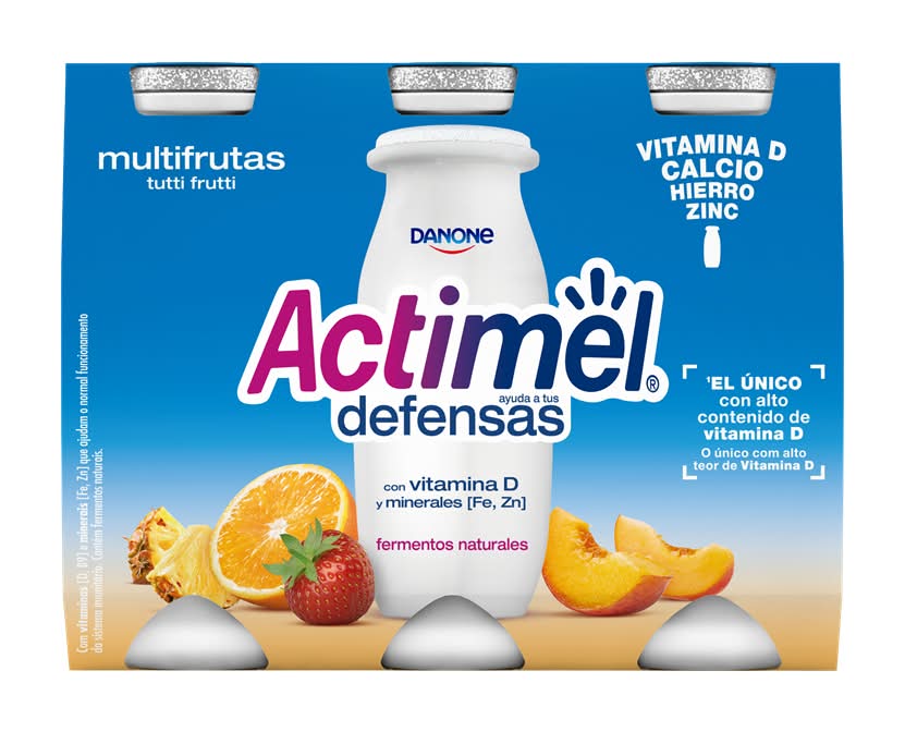 Danone - Actimel Iogurte LÃquido Tutti Frutti, embalagem de 6 x 100g
