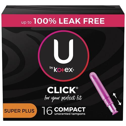 U by Kotex Click Compact Tampons, Super Plus, Unscented - 16.0 ea