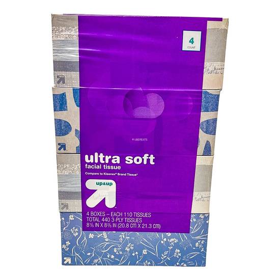 Up & Up Ultra Soft Facial Tissue (4 ct) (20.8cm x 21.3cm)