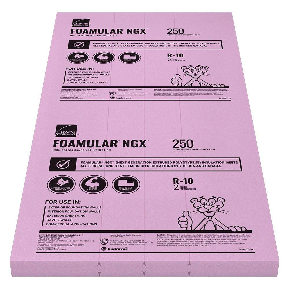 Owens Corning Foamular Ngx F-250 2 In. X 4 Ft. X 8 Ft. Sse R-10 Xps Rigid Foam Board Insulation