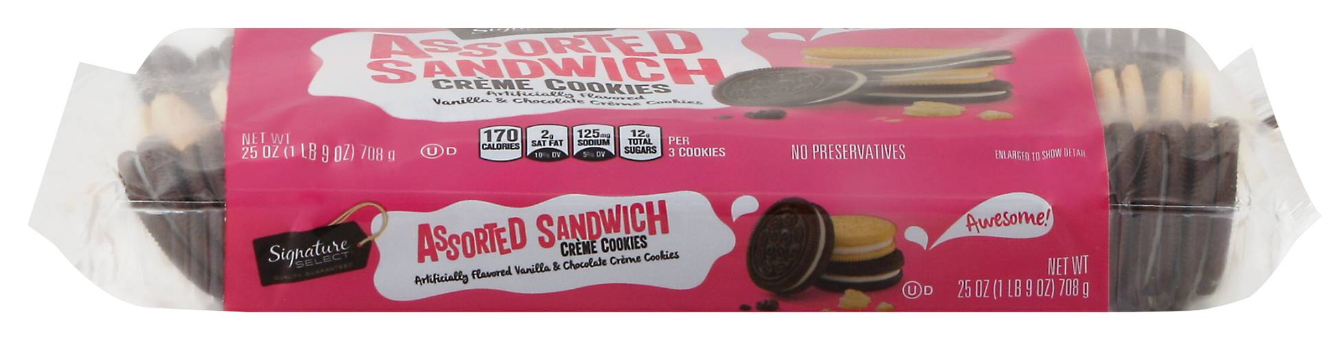 Signature Select Assorted Sandwich Creme Cookies, Vanilla-Chocolate (25 oz)