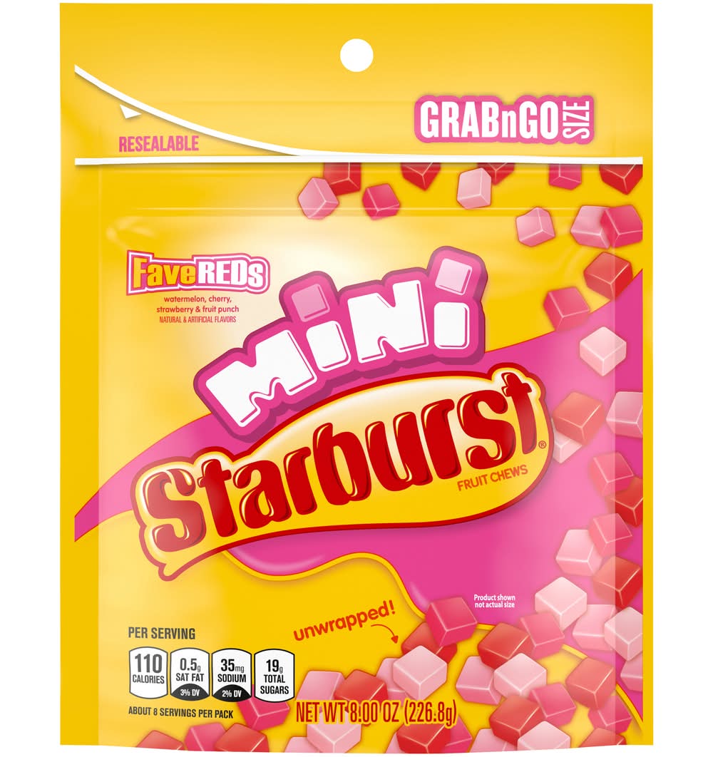 Starburst Mini Unwrapped Fruit Chewy Candy, Favereds (8 oz)