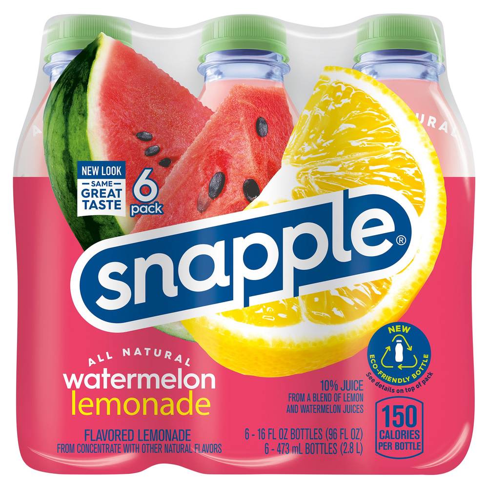 Snapple Natural Juice, Watermelon-Lemonade (6 x 16 fl oz)