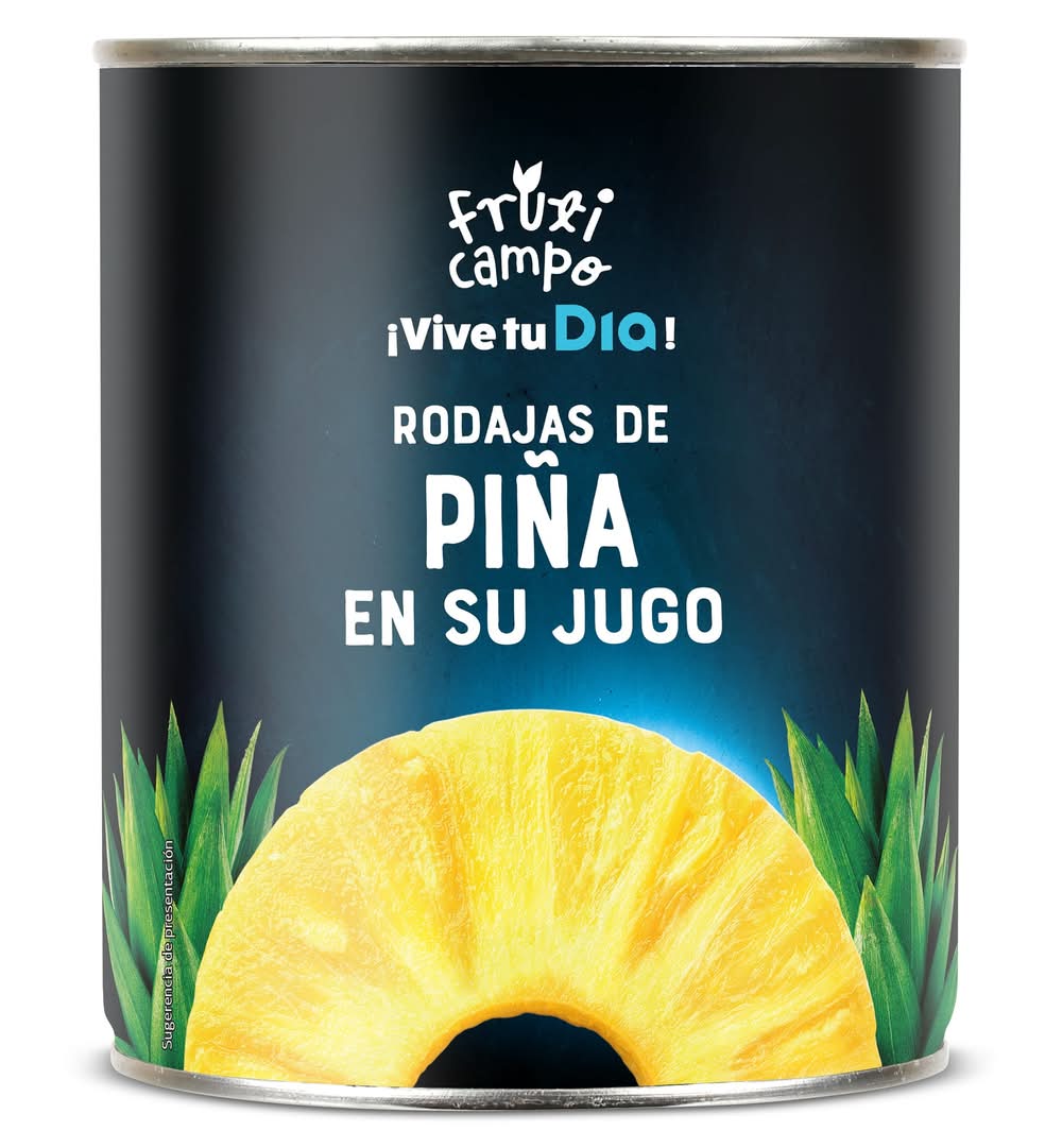 Piña En Su Jugo En Rodajas Fruticampo De Dia Lata 490 G