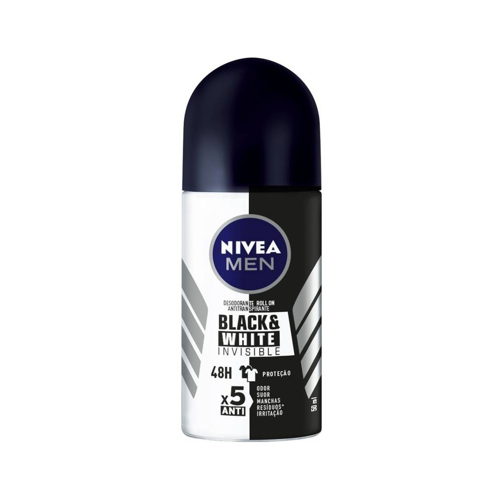 Nivea desodorante roll on invisible black & white men (50ml)