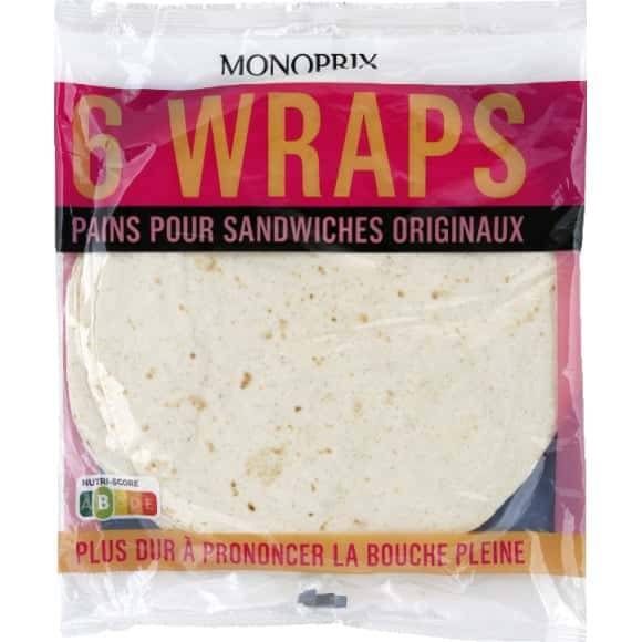 Monoprix Wraps Pains Pour Sandwiches Originaux Le Paquet De 6, 370G