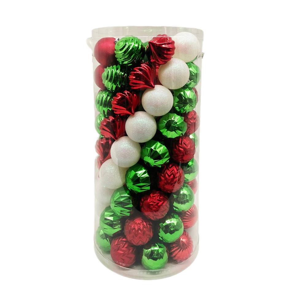 Holiday Living 101-count Multi Red, Green, and White Shatterproof Ornament Set | 014-983-1