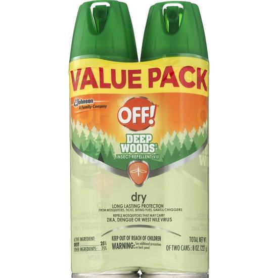 OFF! Deep Woods Insect Repellent VIII Dry Spray, 4 oz, 2 ct