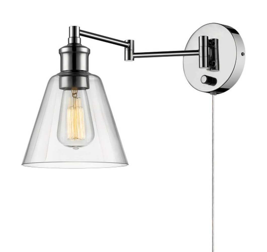 Globe Electric Parker 1-Light Chrome Clear Industrial Vintage Style Wall Sconce