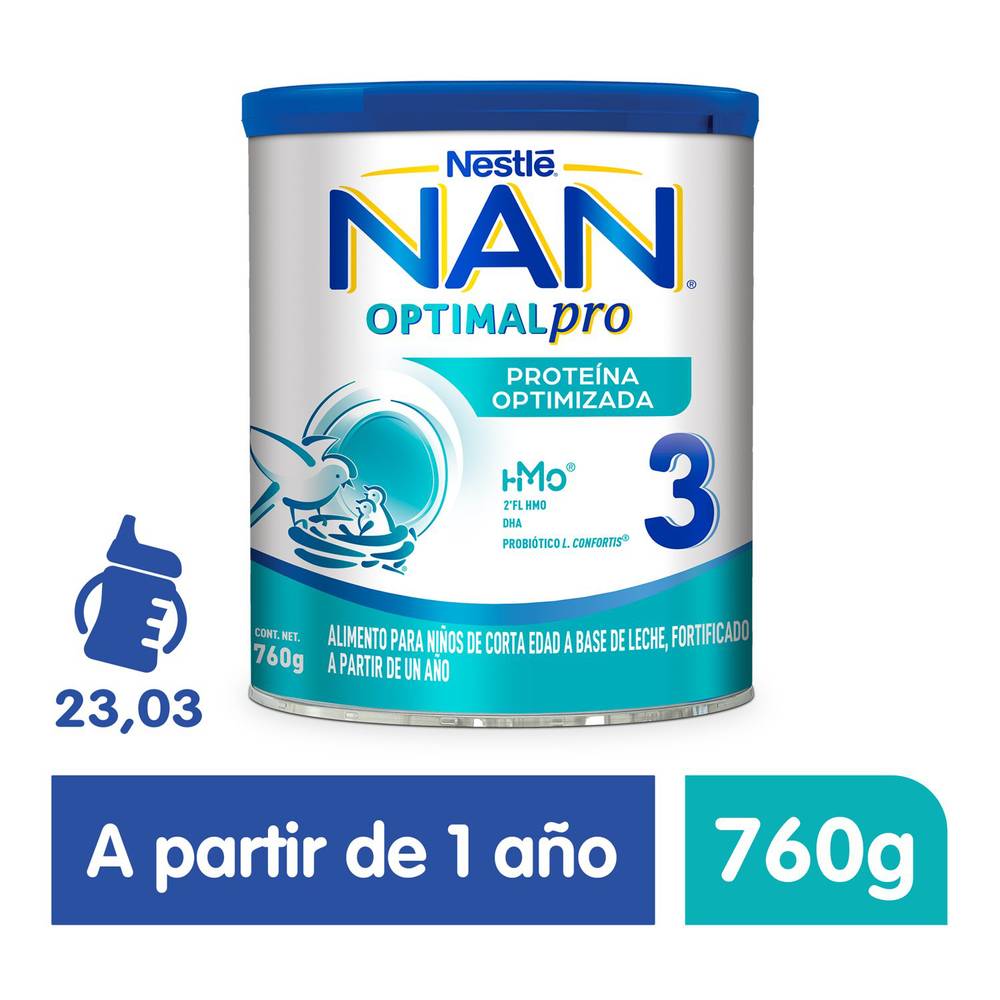 Nestlé fórmula láctea nan optimal pro etapa 3 (bote 760 g)