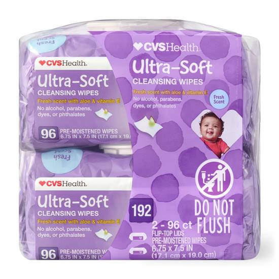 CVS Health Ultra-Soft Cleansing Wipes, Scented, 96 CT, 2 PK