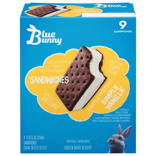 Blue Bunny Sandwiches Simply Vanilla Dairy Dessert ( 9 ct )