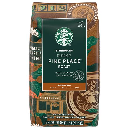 Starbucks Decaf Ground Medium Roast Pike Place Roast Coffee ( 16 oz )