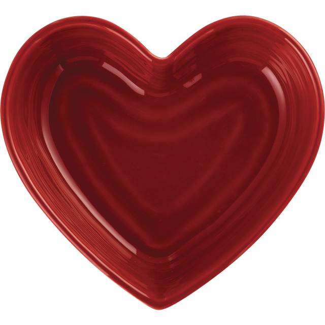 Red & Pink Stoneware Heart-Shaped Plate, Red