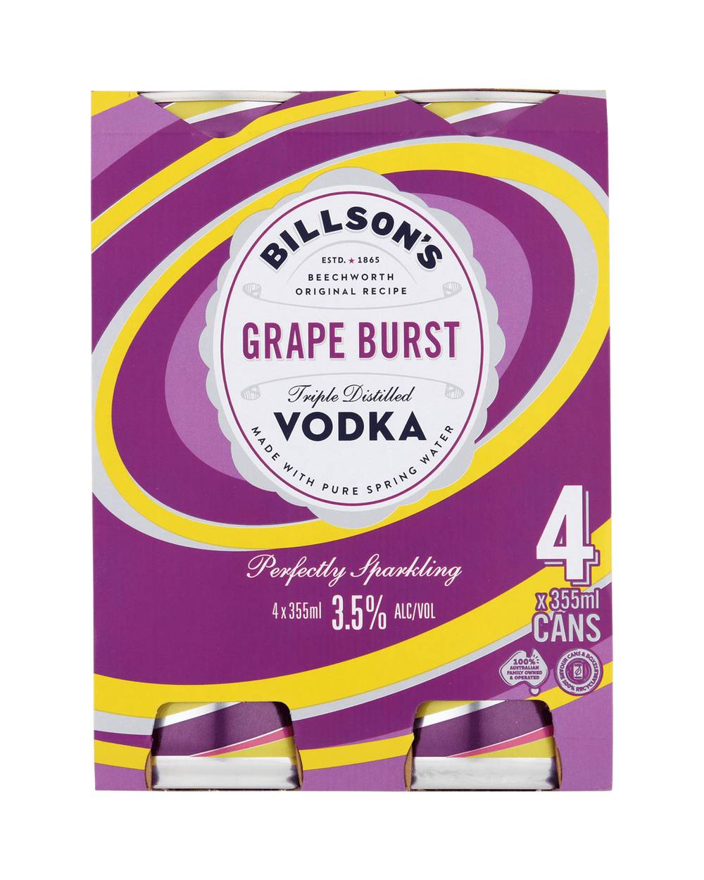 Billsons Vodka Grape Bubblegum 4x355ml