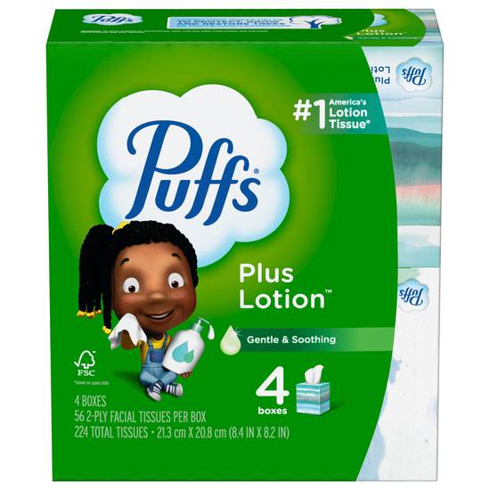 Puffs Plus Lotion Soothing Facial Tissues (4 ct)