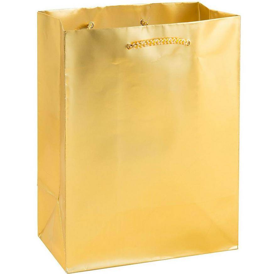 Party City Extra Large Metallic Gift Bag, 12.5 x 17", Gold