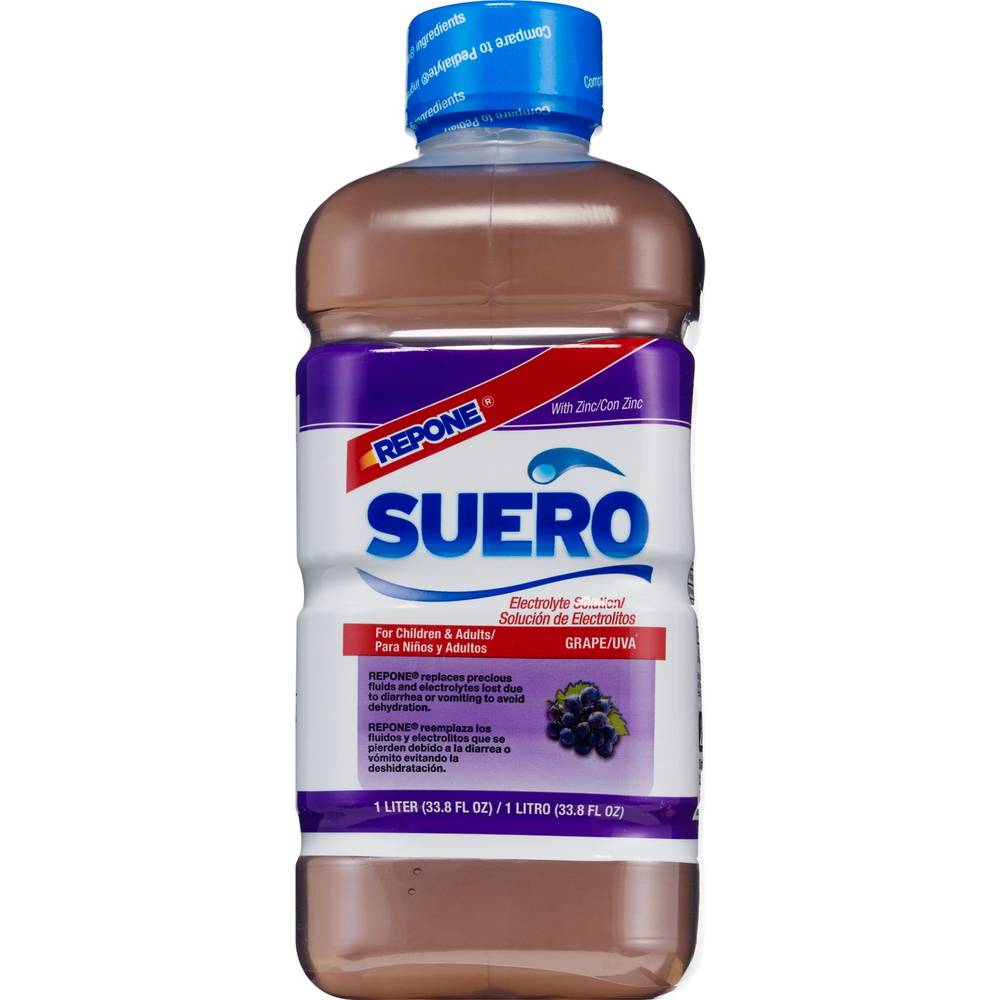 Repone Suero Electrolyte Solution With Zinc, Grape (33.8 fl oz)