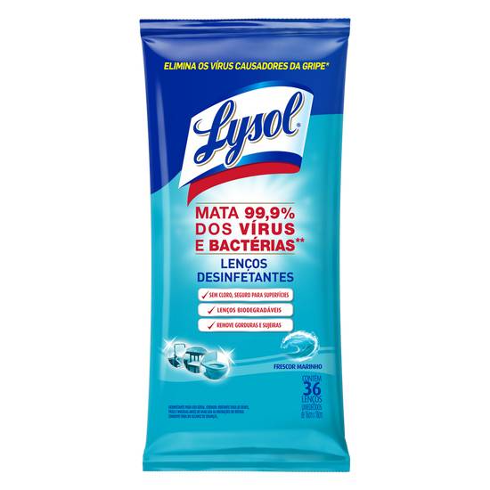 Lysol lenços desinfetantes frescor marítimo (36 un)