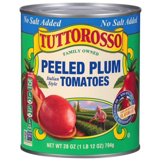 Tuttorosso Tomatoes Whole Peeled No Salt Added (28 oz)