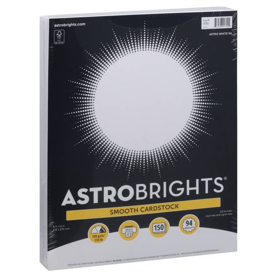 Astrobrights 8 X 11 Inch Astro White 94 Smooth Cardstock ( 150 ct )