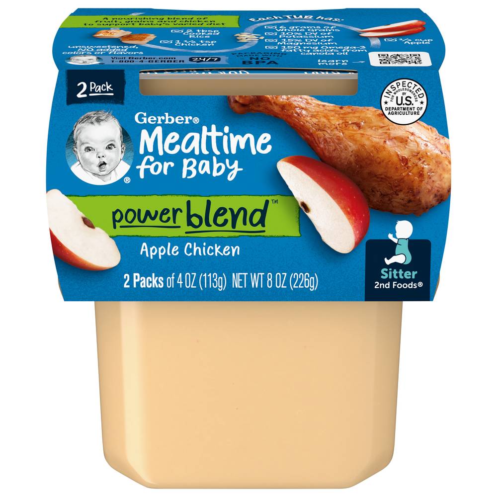 Gerber 2Nd Foods Powerblend Mealtime For Baby, Apple Chicken (4 oz, 2 ct)