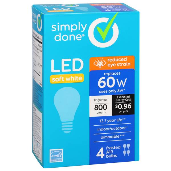 Simply Done Led Frosted Light Bulbs, Soft White (4 ct)