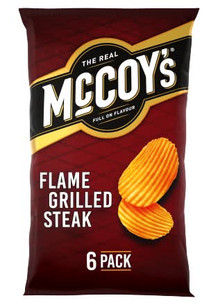McCoy's Flame Grilled Steak, Ridge Cut Potato Crisps (6 x 25g)