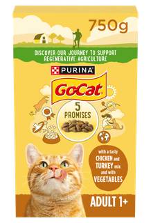 Go-Cat®with Chicken and Turkey mix with Vegetables Dry Cat Food 750g