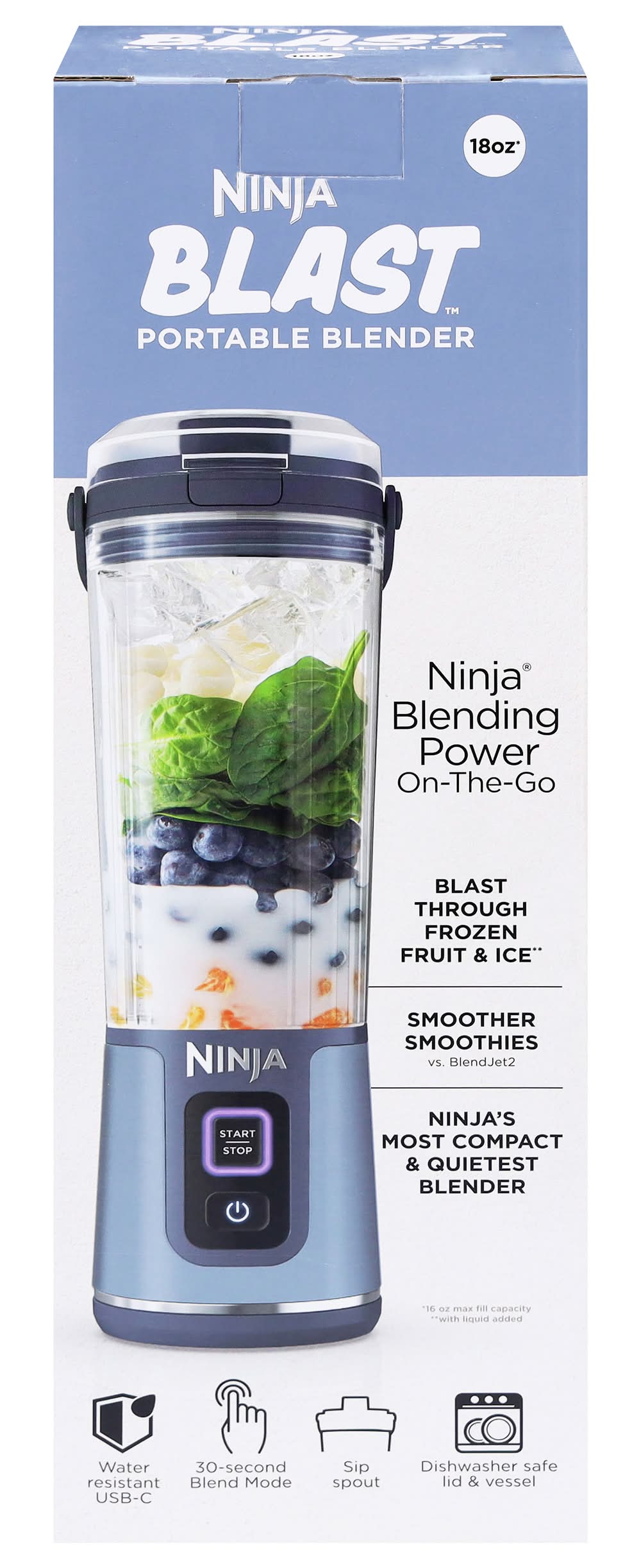 Ninja 18 Oz Blast Portable Blender, Denim Blue