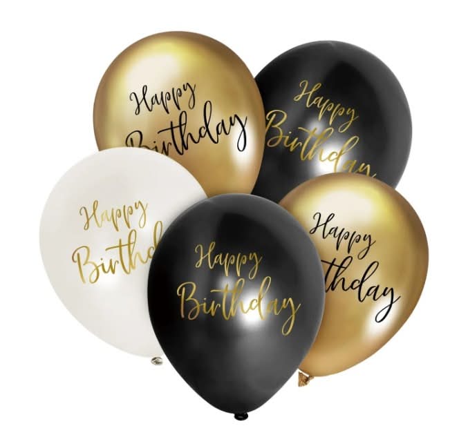 Nutmeg Metallic Happy Birthday Latex Balloons (10 pack)