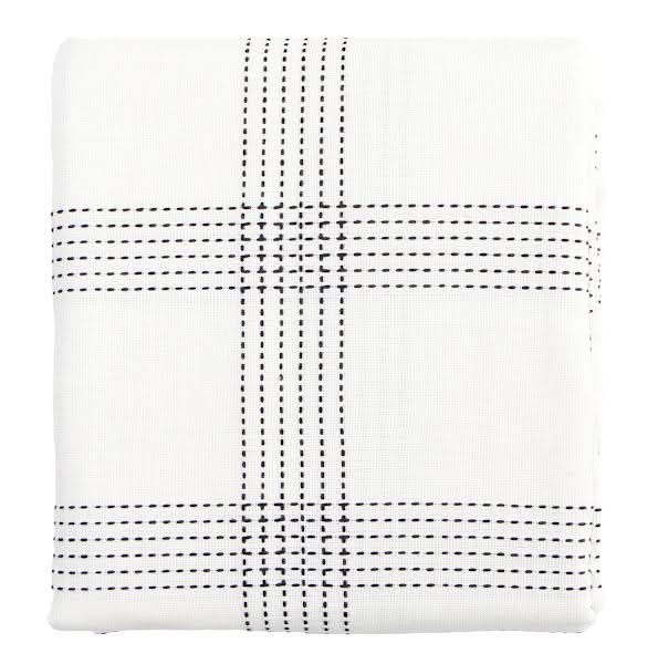 White Dobby with Black Windowpane Tablecloth, 60x84