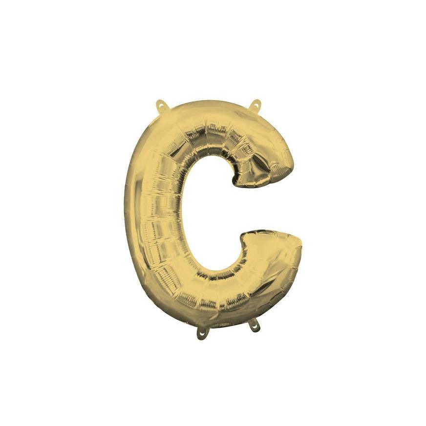 Party City Uninflated 13 in Air-Filled Letter C Balloon (white-gold)