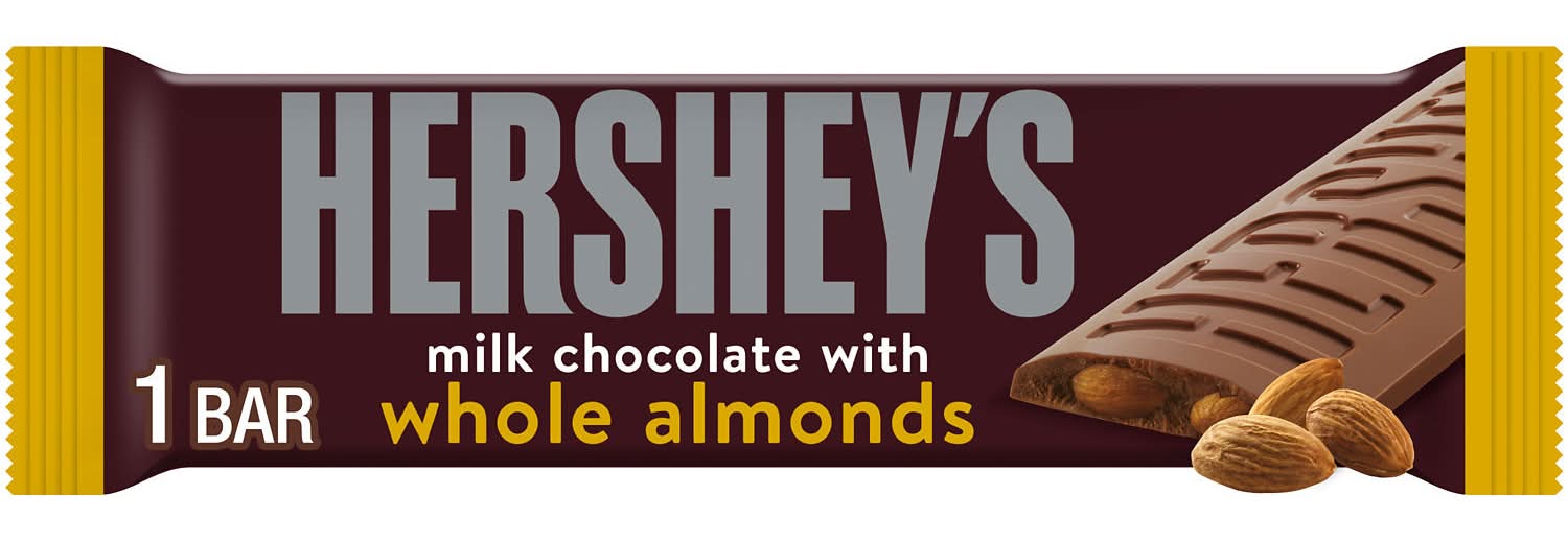Hershey's Milk Chocolate Candy Bar, Whole Almonds (1.45 oz)