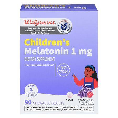Walgreens Children's Melatonin Natural Grape Chewable Tablets (90 ct)
