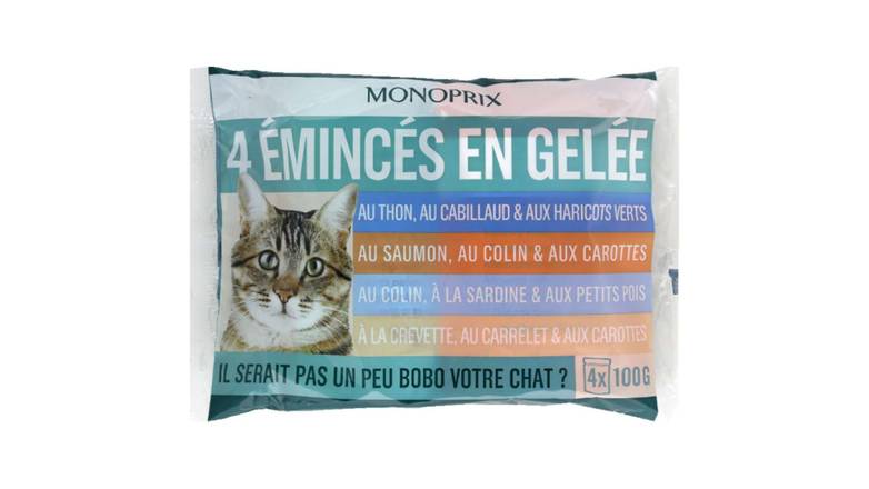 Monoprix Emincés en gelée au poisson pour chat Les 4 pochons de 100 g